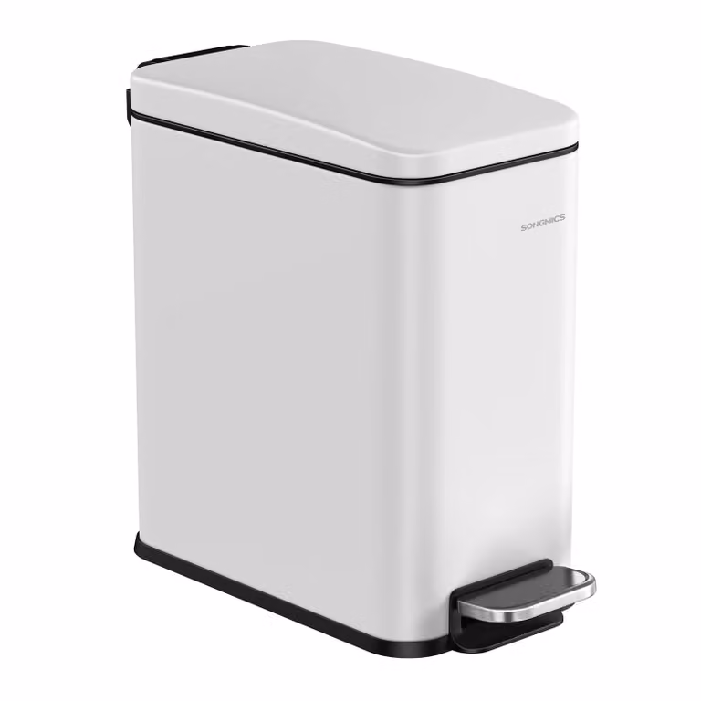 Cestino da Bagno a Pedale da Argento, Bianco / 10L (38,4 x 17 x 35 cm)