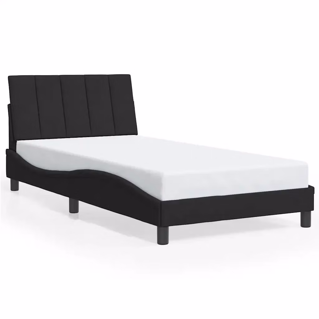 Giroletto Hanko VIDAXL in Velluto Nero con Doghe in Legno L/P/H: 200 x 100 x 74,5 cm – 2