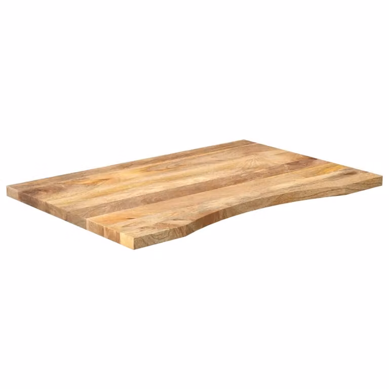 Piano Scrivania con Curva 80x60x2,5 cm Massello Grezzo di Mango