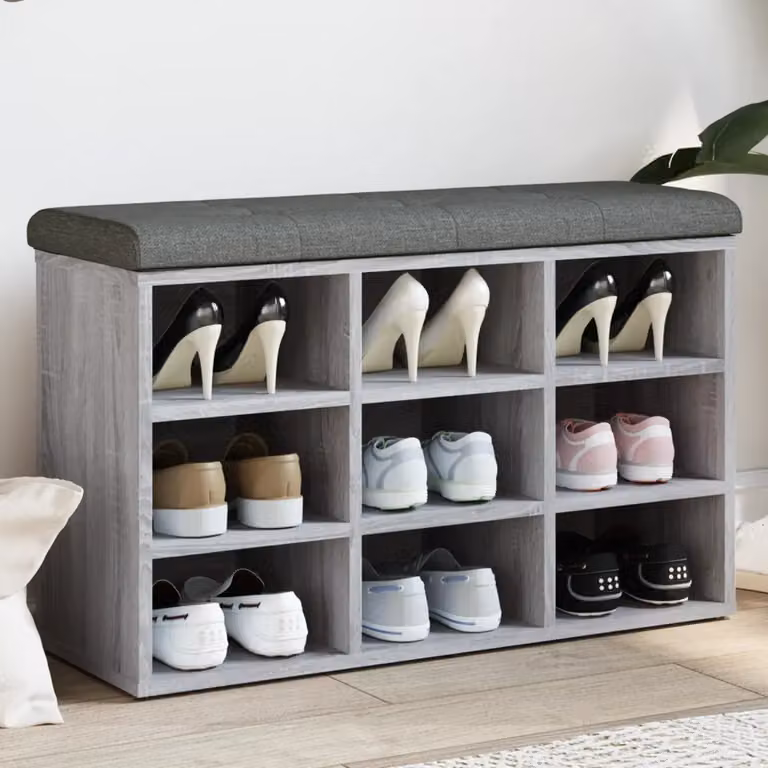 Panca porta scarpe vidaXL moderna in legno e MDF grigia L: 82 cm, P: 32 cm, H: 50 cm