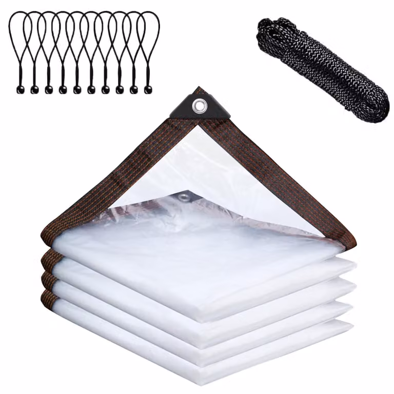 Omgoods - Telo impermeabile trasparente, 3 x 4 metri, con occhielli