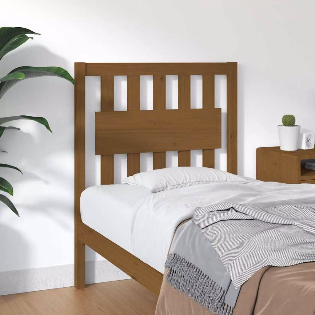 Testiera per letto vidaXL in legno massello di pino, colore marrone, L 80,5 cm x H 100 cm x P 4 cm