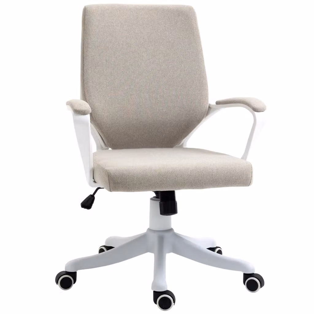 Sedia da Ufficio Ergonomica Beige con Supporto Lombare e Braccioli, Altezza Regolabile e Funzione Basculante, L/P/H: 62 x 69 x 92-100 cm – 2