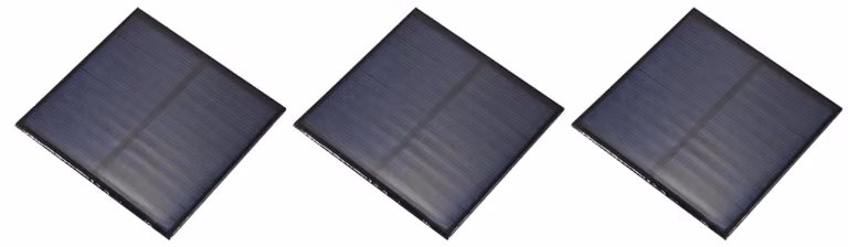 Set di 3 mini pannelli solari da 6V, 0,75W, 0,125A, dimensioni 80x80mm