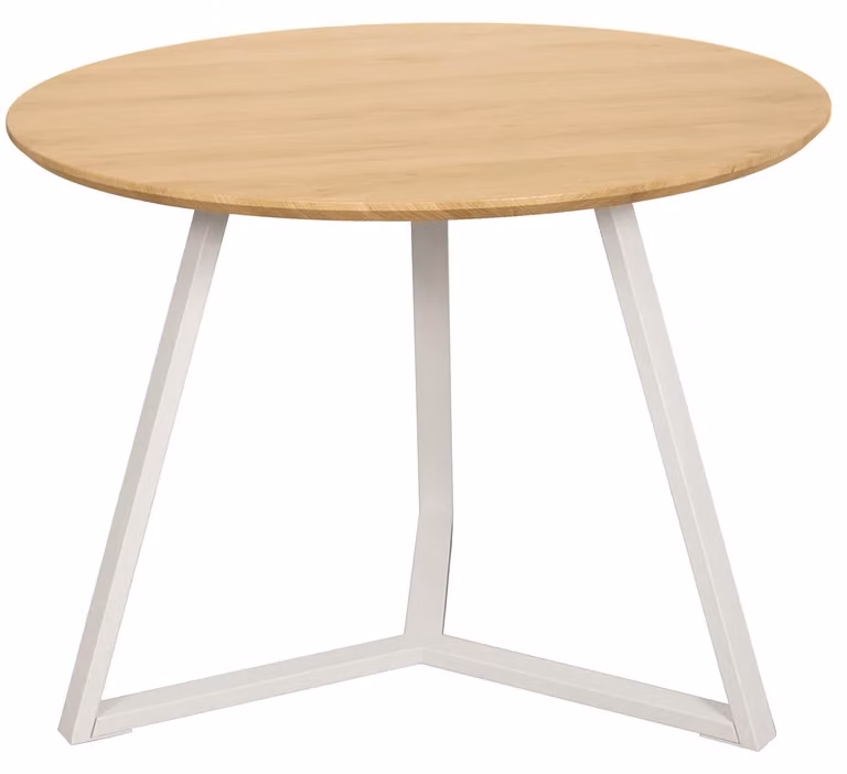 Tavolo rotondo da pranzo in legno e metallo, dimensioni 120 x 75 x 3 cm, finitura naturale/bianco