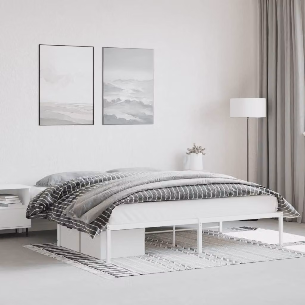 vidaXL Giroletto in Metallo Bianco per Adulti L: 180 cm, P: 200 cm, H: 187 cm