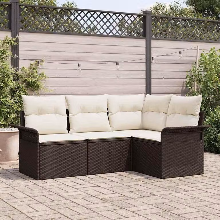 Maison Exclusive - Set Divano da Giardino con cuscino 4 pcs Marrone polyrattan