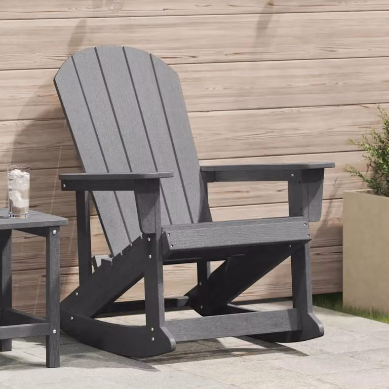 Poltrona a dondolo Adirondack vidaXL in HDPE Grigio chiaro per giardino e terrazzo