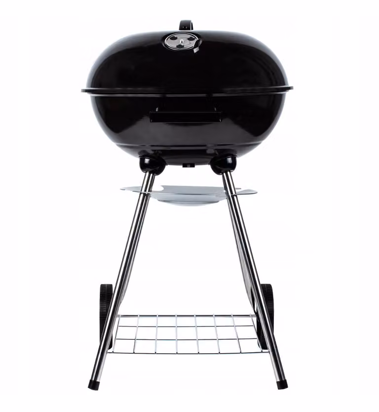 Barbecue a carbone da giardino con copertura 43 x 43 cm, barbecue su ruote