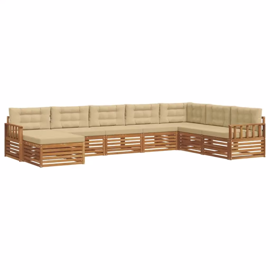 Set di divani da esterno a L vidaXL in legno di acacia con cuscini beige e sabbia, 8 pezzi – 2