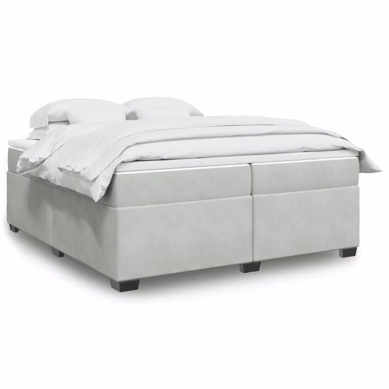 vidaXL Giroletto a Molle con Materasso Ibrido in Velluto Grigio Chiaro L/P: 200 x 200 cm