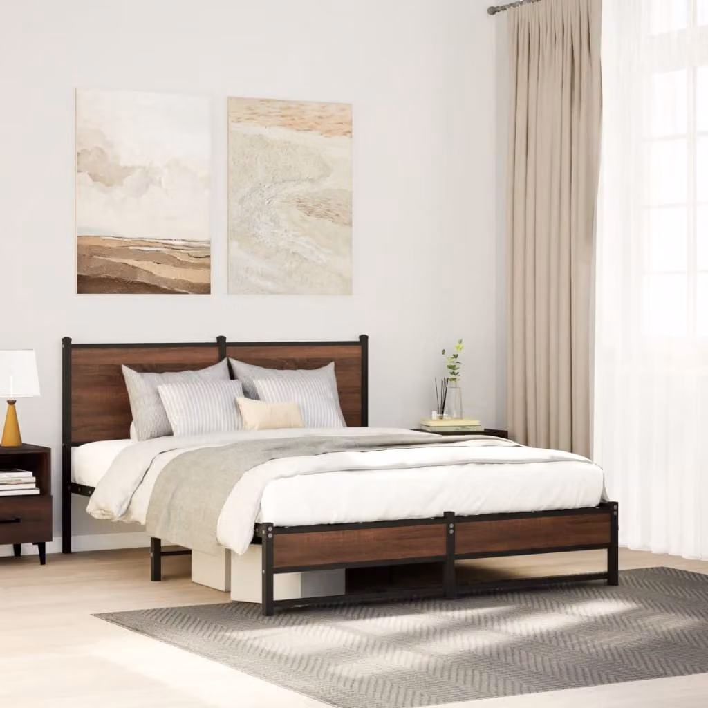 vidaXL Giroletto in Metallo Marrone Rovere L/P: 150 x 200 cm