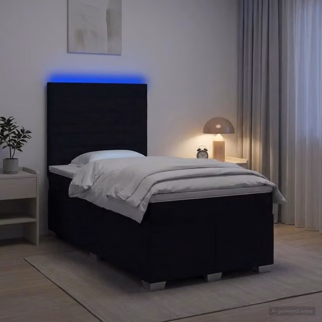 Letto box spring vidaXL con materasso a molle insacchettate e base contenitore, colore nero, L/P: 120 x 200 cm – 1