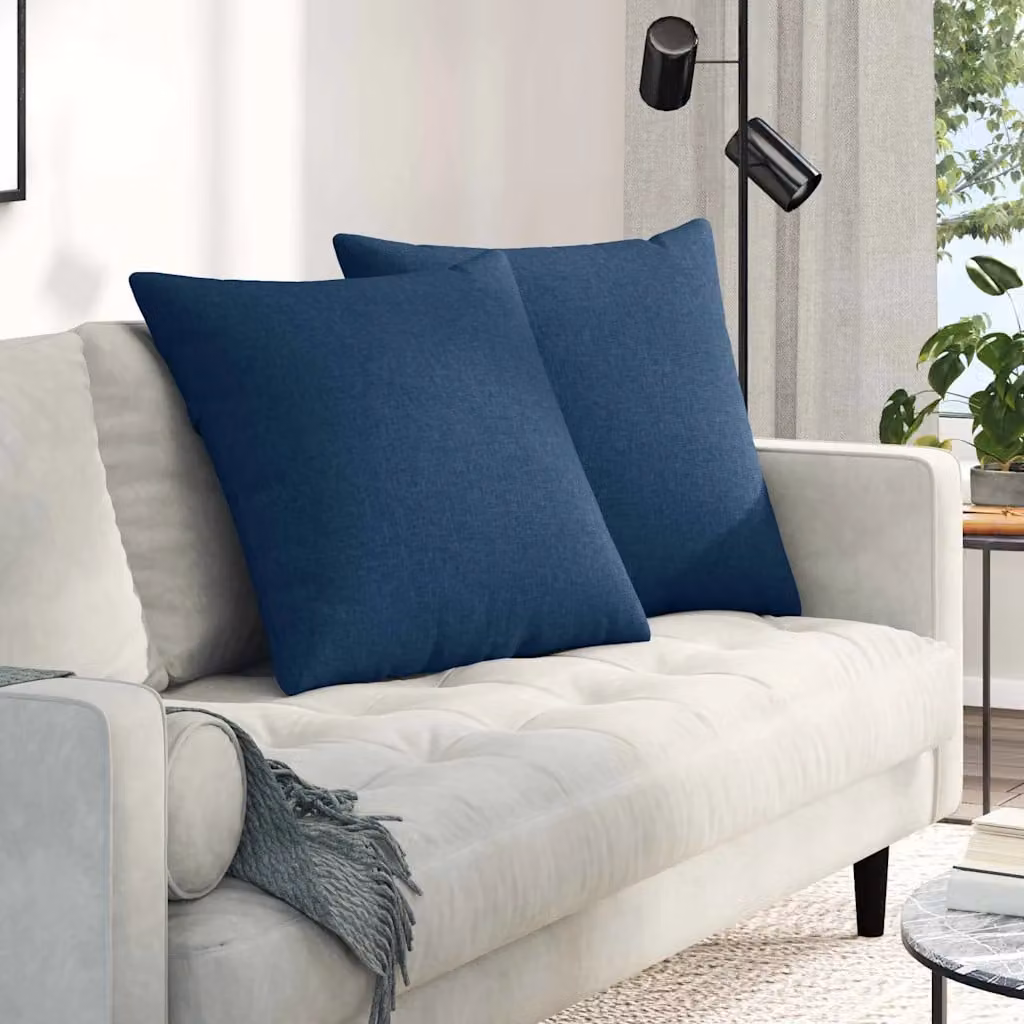 Set di 2 cuscini da divano quadrati vidaXL in tessuto blu con fodera rimovibile, L 80 x P 80 cm