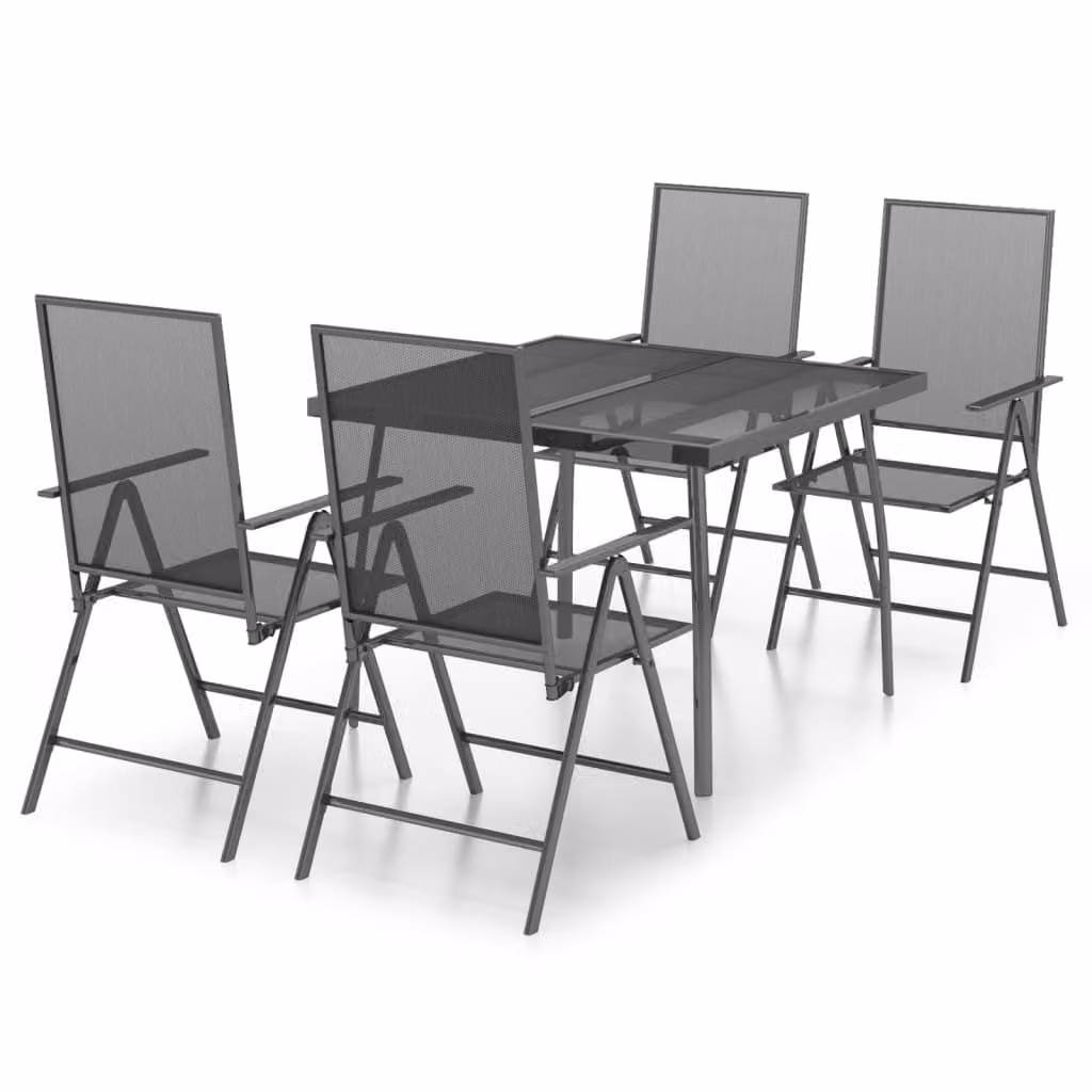 Set da Pranzo da Giardino 5 pz in Acciaio Antracite