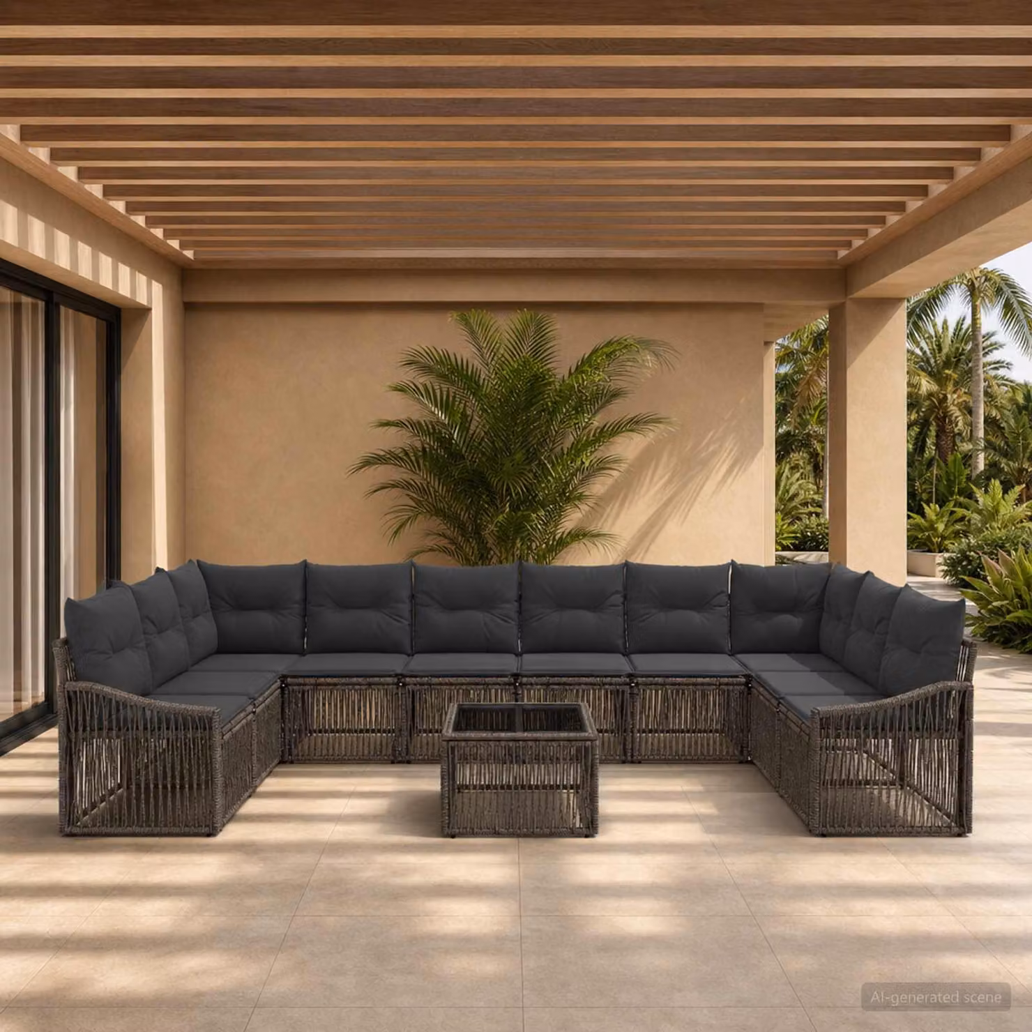 Set Divano da Giardino vidaXL 11 pz Grigio in Polyrattan con Cuscini e Tavolino per Terrazza e Giardino