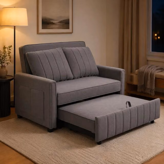 Divano letto pieghevole multifunzione 180 x 110 cm; schienale reclinabile 3 posizioni; grigio antico