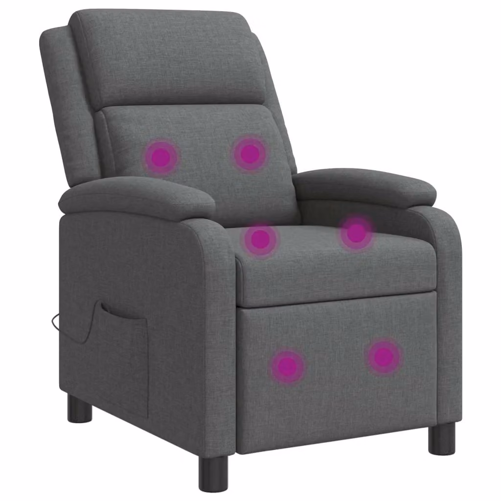 Divano Sedia-Poltrona Relax Massaggiante in Tessuto Grigio con Braccioli e Struttura Moderna – 2