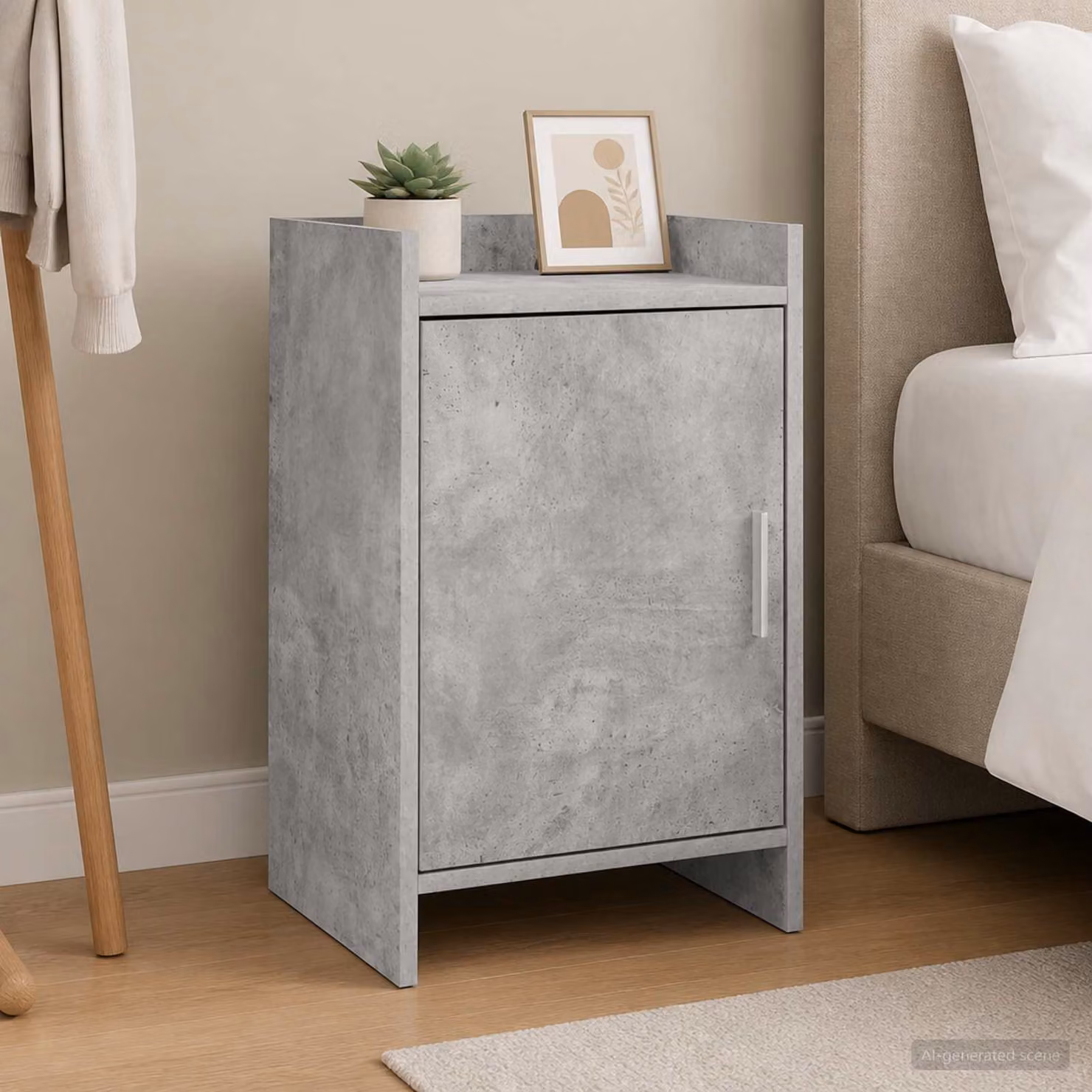 Comodino moderno vidaXL in legno ingegnerizzato e metallo, Grigio, L 40 x P 30 x H 60 cm