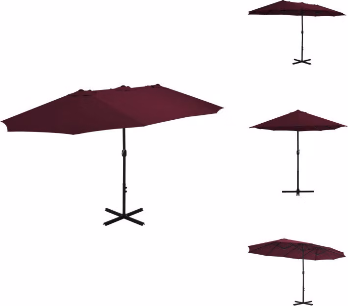 vidaXL Ombrellone con palo in alluminio 460 x 270 cm rosso bordeaux - Ombrelloni e tende da sole