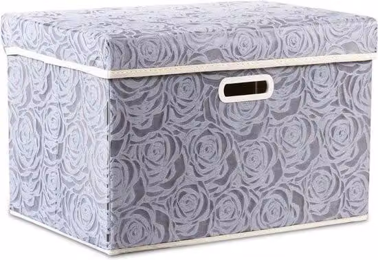 Scatola portaoggetti pieghevole più grande con coperchio [1 pezzo] Tessuto Cesto portaoggetti decorativo Organizzatore di cubi Cesto portaoggetti Grigio 45 x 30 x 30 cm