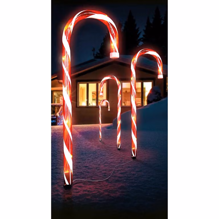 LEX set di 4 bastoncini di zucchero 50cm 32 LED timer trasformatore bianco caldo LK077W