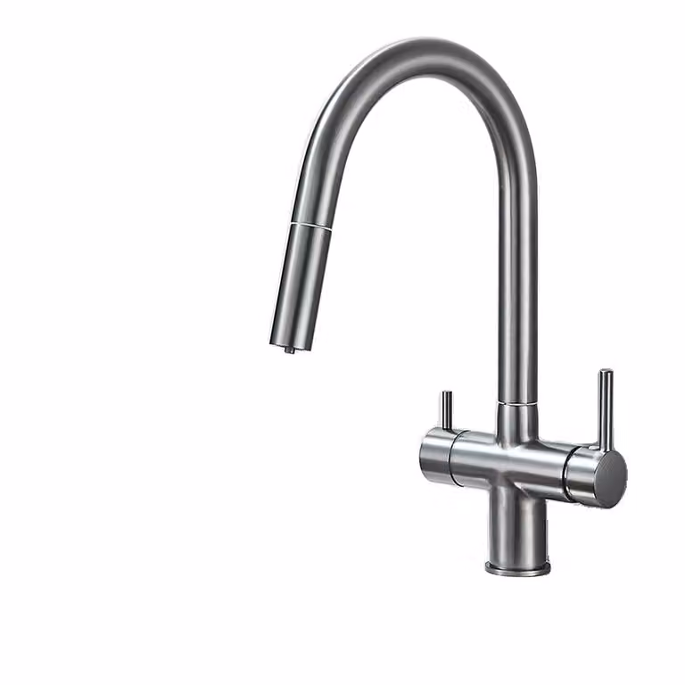 Rubinetto da cucina, design a due maniglie, rotazione di 360 gradi, funzione acqua calda e fredda, rubinetto da cucina