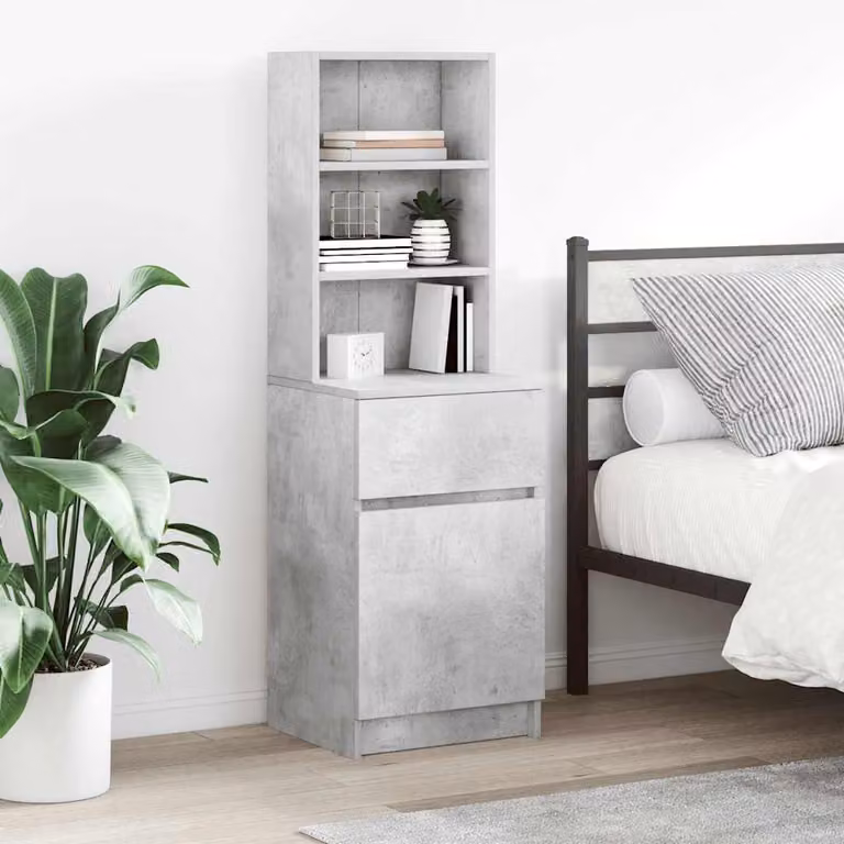 Comodino moderno vidaXL in legno multistrato e MDF, colore grigio e marrone, L 39 cm x P 35 cm x H 125 cm
