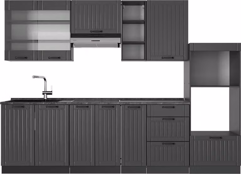 Cucina componibile Vicco Fame-Line Grigio scuro 280 cm , PL Antracite, Model 56769