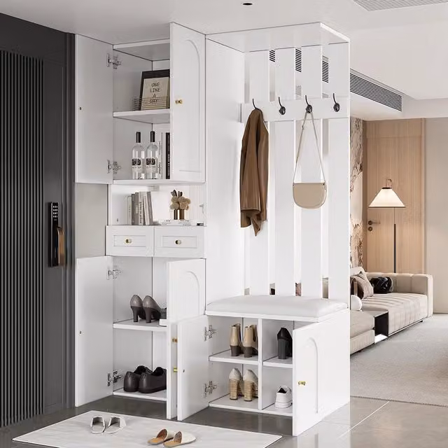 Set vestiario ingresso - Xylo - con panchina e armadio scarpe, 4 ganci, 6 ante, 2 cassetti, 110x180x37 cm
