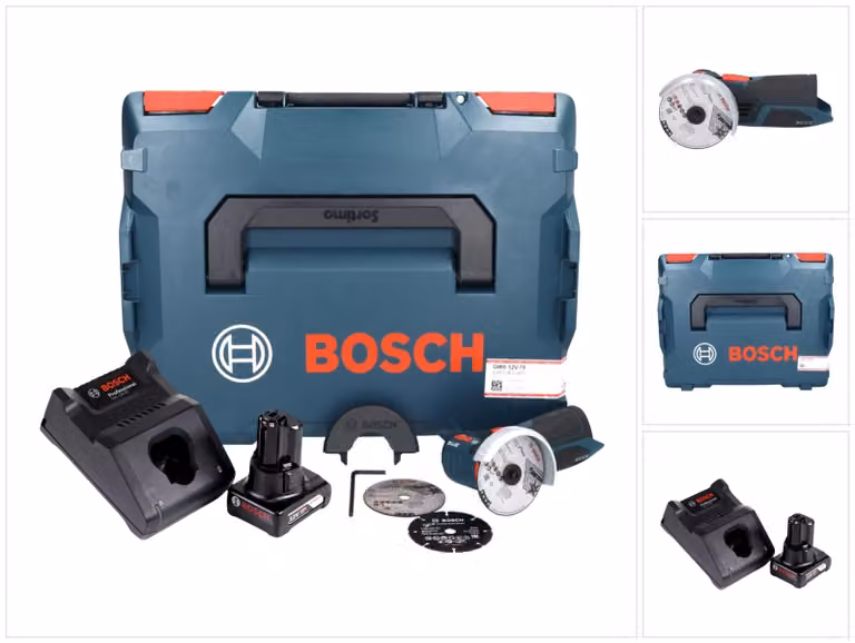 Smerigliatrice angolare a batteria Bosch GWS 12V-76 Professional 12 V 76 mm Brushless + 1x batteria 6,0 Ah + caricabatterie + L-Boxx