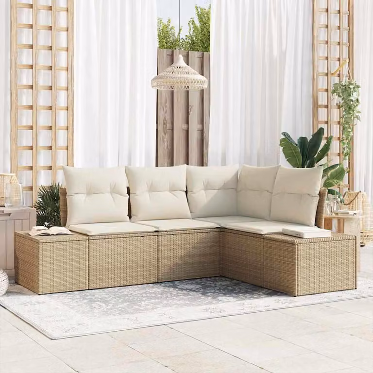 Maison Exclusive - Set da giardino composto da 4 pezzi, divano in rattan sintetico beige