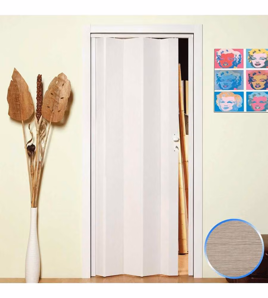 Forte Porta a Soffietto 83x214 cm PVC Legno Cedro Stampa 3D