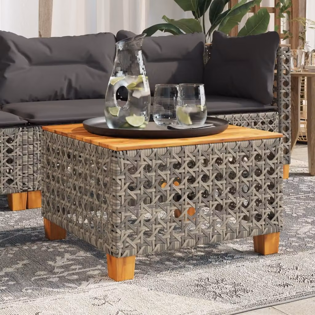 Maison Exclusive - Tavolo da giardino grigio, 55x55x36 cm, in rattan sintetico e legno di acacia