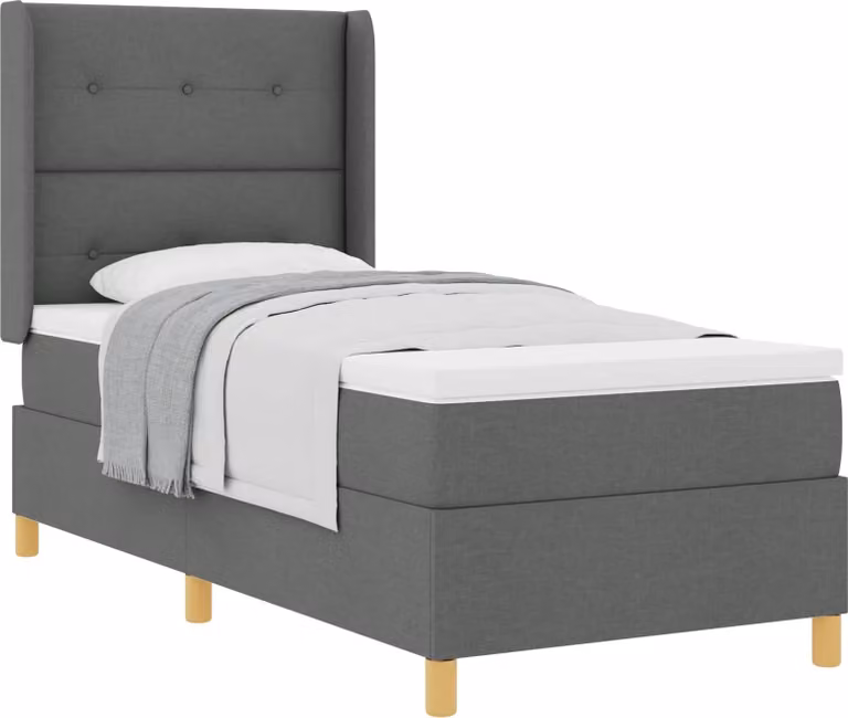 Letto a molle con materasso Grigio scuro 80 x 200 cm Tessuto