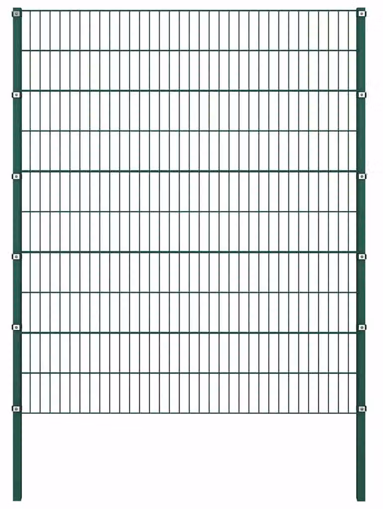 vidaXL Recinzione con pali in ferro, 11,9 x 2 metri, verde