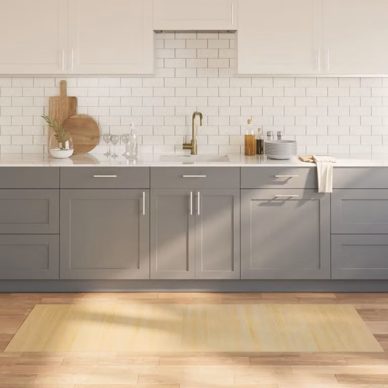 Tappeto rettangolare moderno vidaXL in bambù e polipropilene, colore beige, L: 70 cm, P: 200 cm