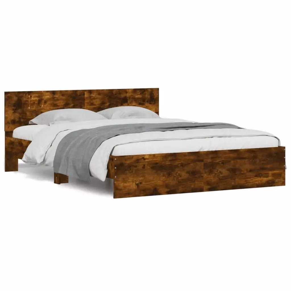 vidaXL Giroletto con Testiera in Rovere Fumo e Doghe in Legno, L/P/H: 140 x 190 cm – 2