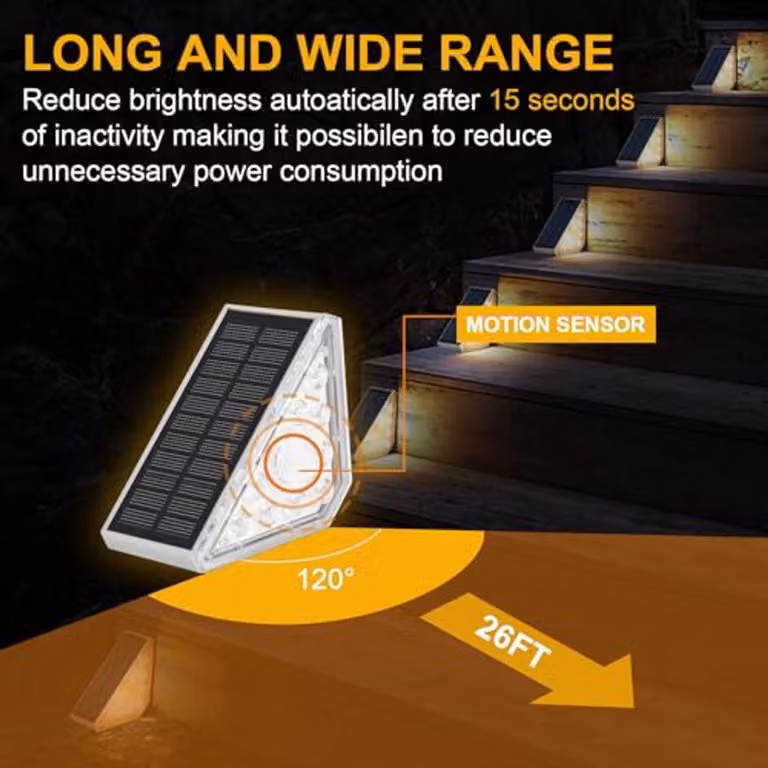 Lampada solare a LED per esterni, con sensore di movimento, luce bianco caldo, confezione da 4 pezzi