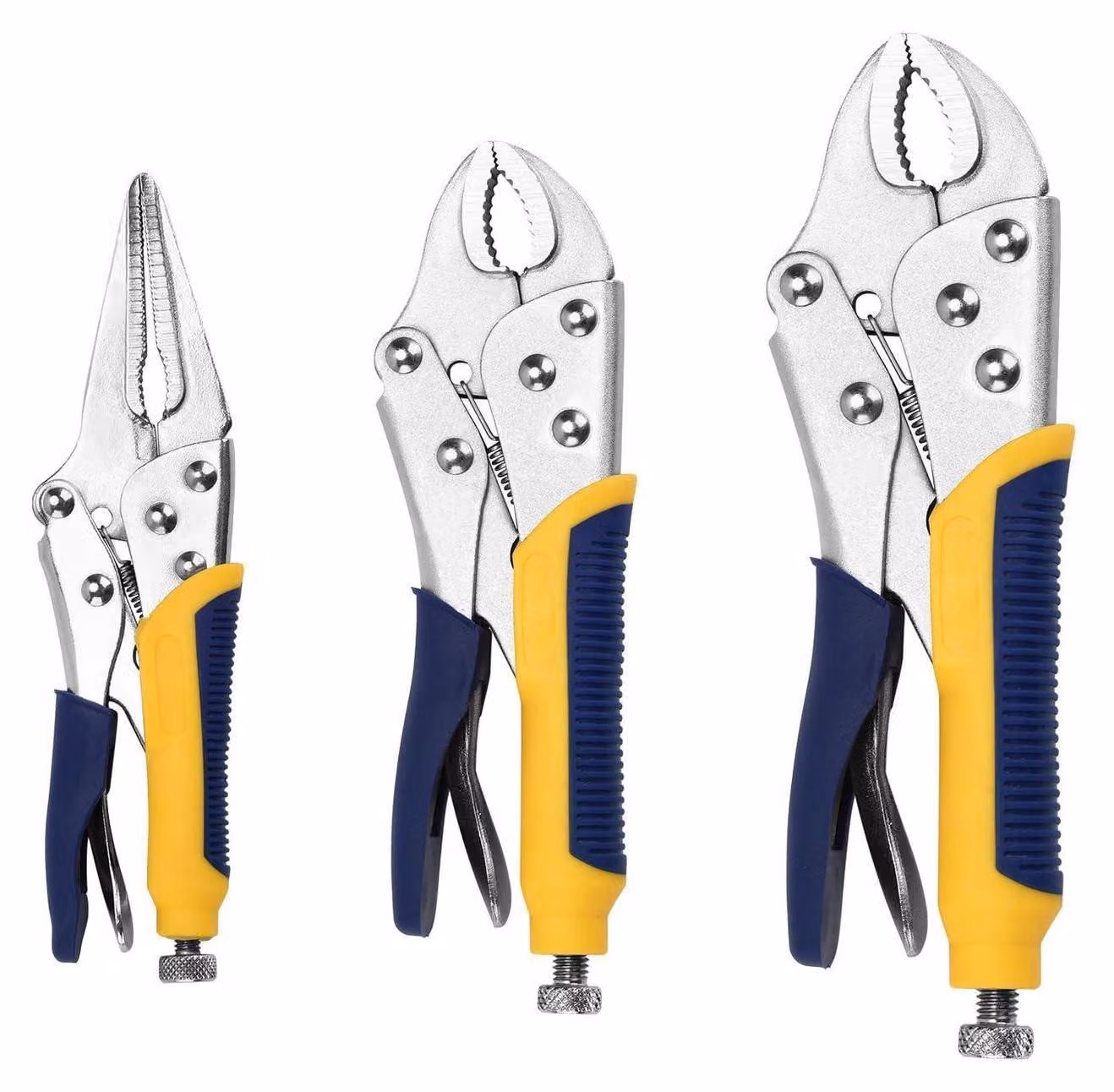 Set di 3 pinze a morsetto, blu/gialle