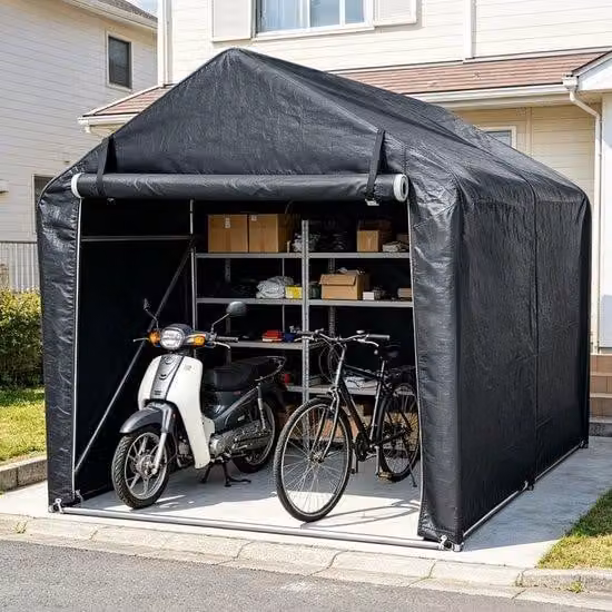 Tenda da campeggio grande per giardino, dimensioni 218x157x166 cm - Ripostiglio da giardino per motociclette e biciclette - Grigia
