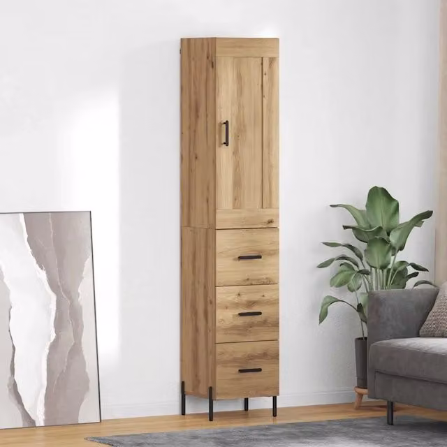 Credenza Buffet con Cassetto vidaXL in Rovere Marrone per Cucina e Sala da Pranzo L/P/H: 34,5 x 34 x 180 cm