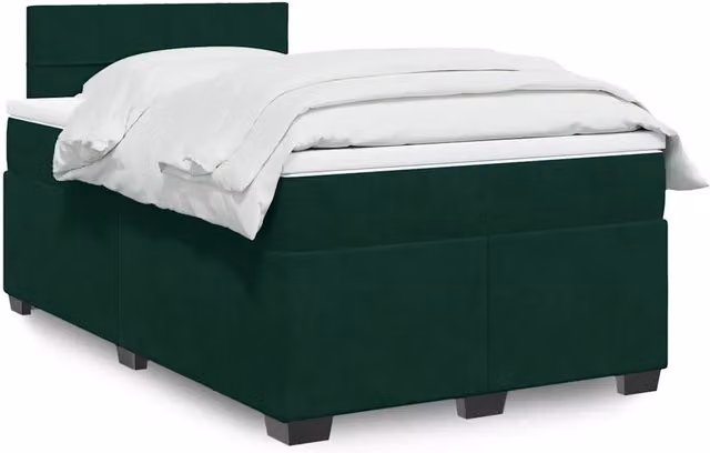 Giroletto a molle con materasso vidaXL in velluto verde scuro e bianco, L/P/H: 120 x 200 cm – 2