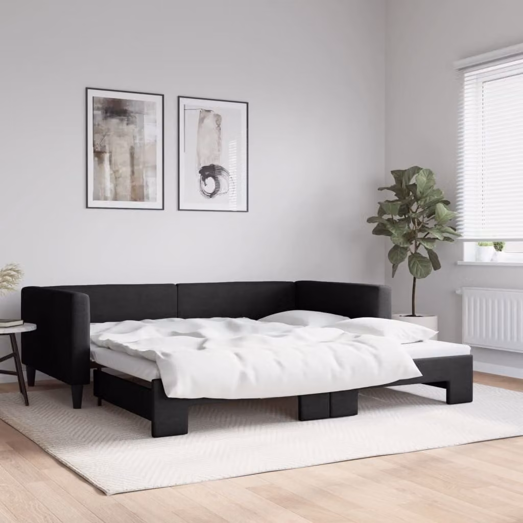 Maison Exclusive - Divano letto estraibile nero 100x200 cm in tessuto