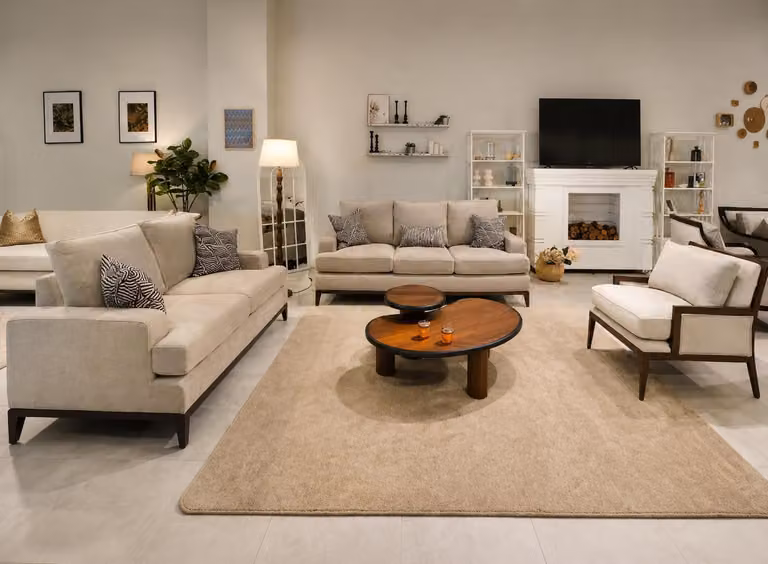 Beiges Sofa set 3-Sitzer Sofa 2-Sitzer Sofa Sessel Wohnzimmer Bequem Weich