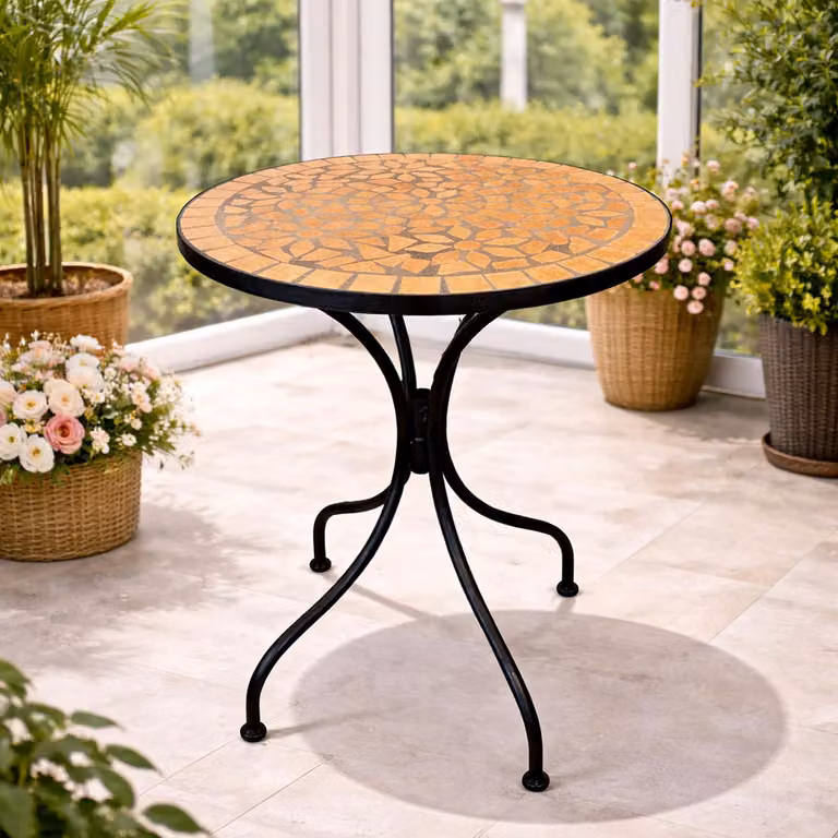 Tavolo mosaico Tavolo da bistrot Tavolo da giardino Tavolo da balcone Ø60cm Terracotta