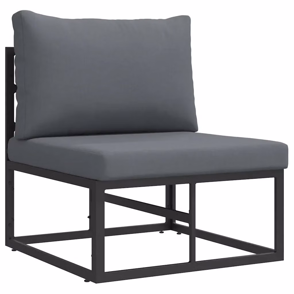 Divano da giardino moderno DESIGN IN in metallo con cuscini inclusi, colore nero e antracite, L 70 cm x P 71 cm x H 71,5 cm – 2