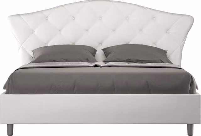 BS COM Letto matrimoniale senza rete imbottito 160x190 similpelle bianco