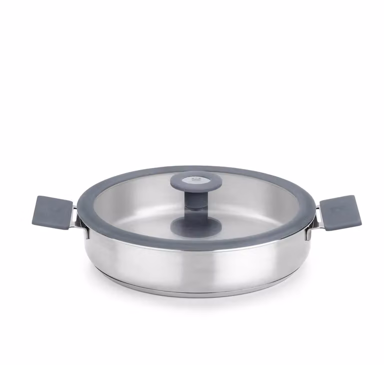 Tegame in acciaio inox con coperchio in vetro per induzione, diam. 26cm