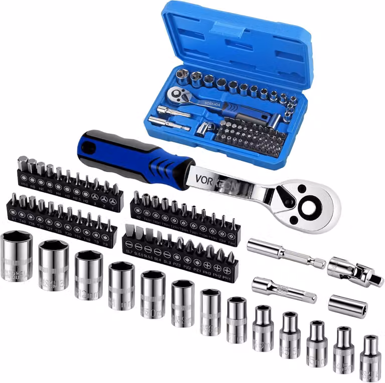 Set di chiavi a bussola, 63 pezzi, 1/4 di pollice, da 4 a 14 mm, in acciaio, per la riparazione di automobili